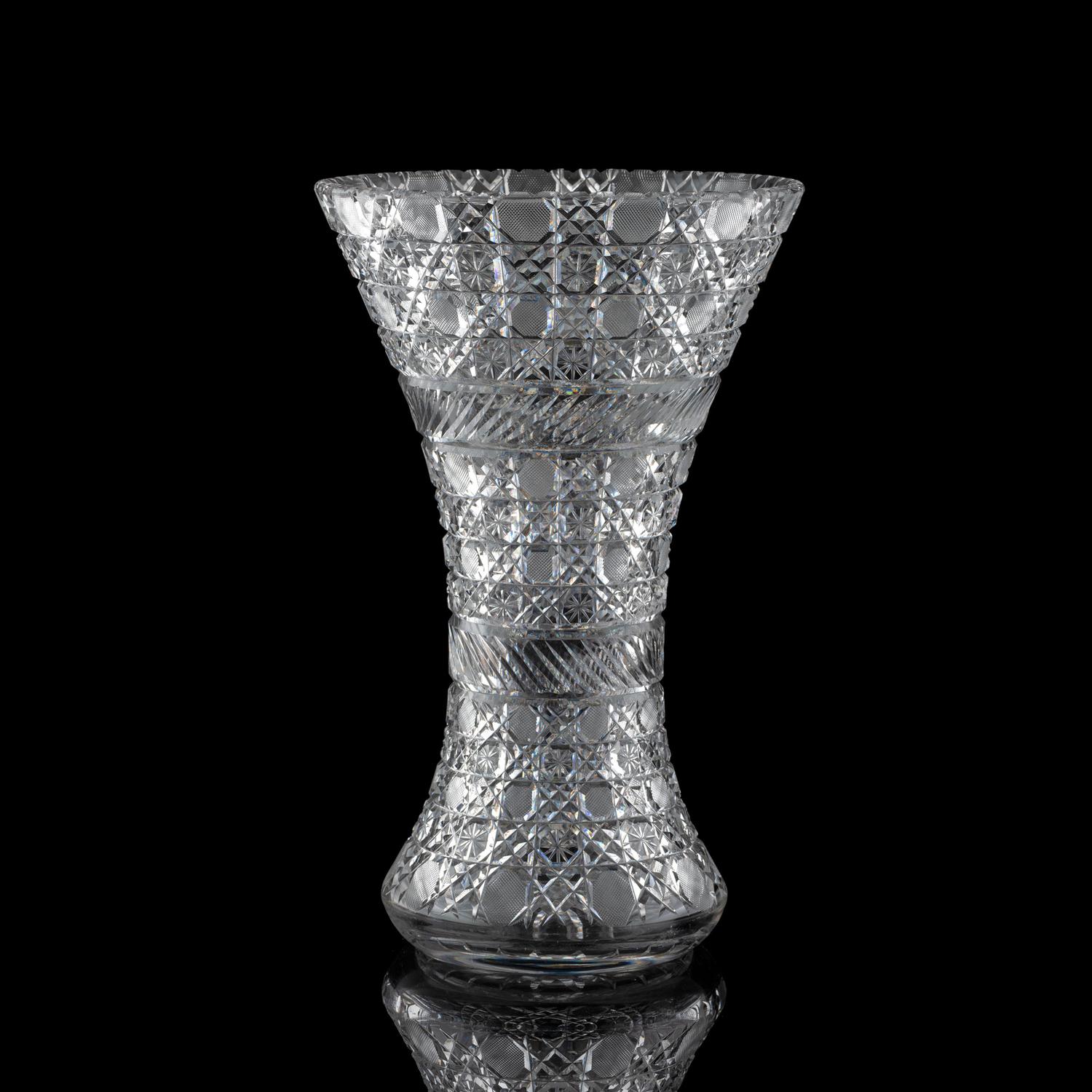 A "Harvard" and Brow-Cut Glass Wide-Mouth Vase