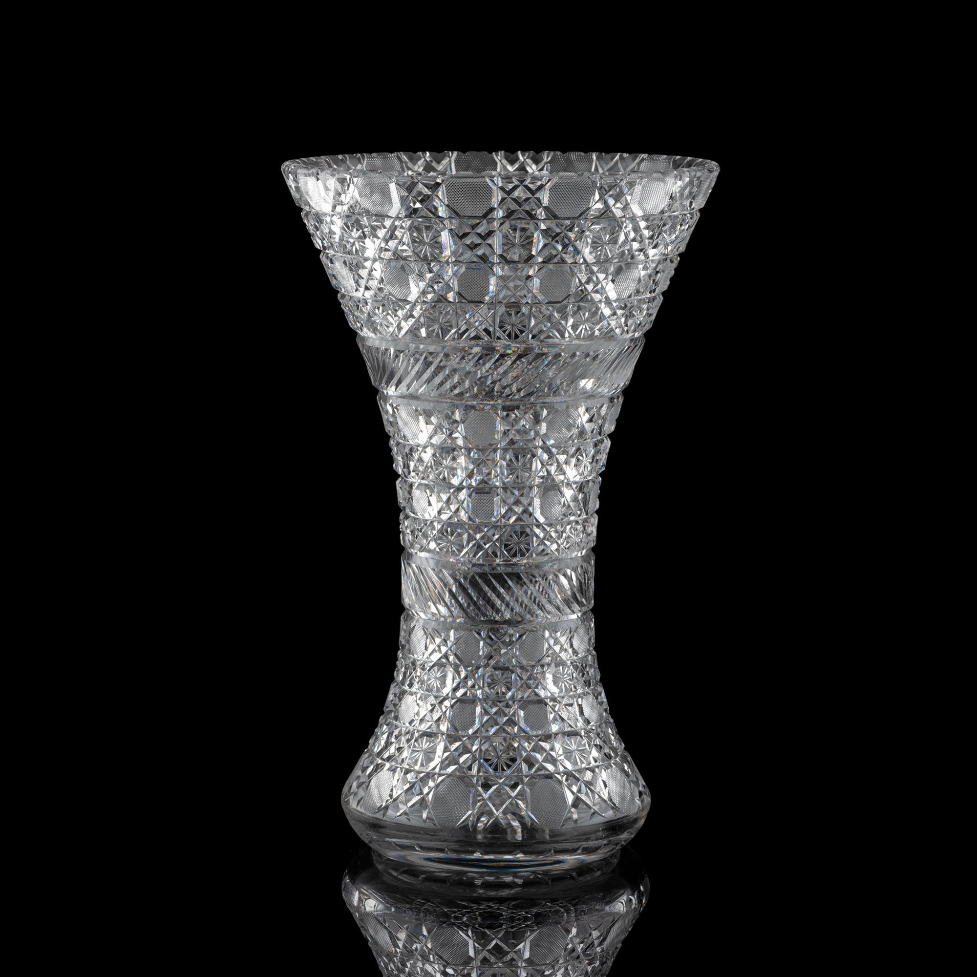 A "Harvard" and Brow-Cut Glass Wide-Mouth Vase