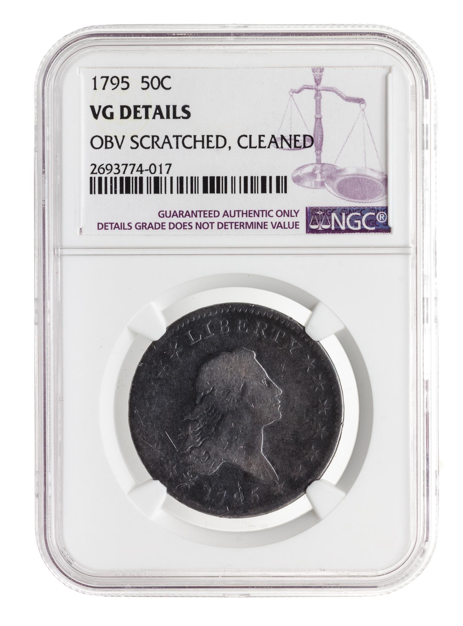 A United States 1795 Flowing Hair Half-Dollar Coin