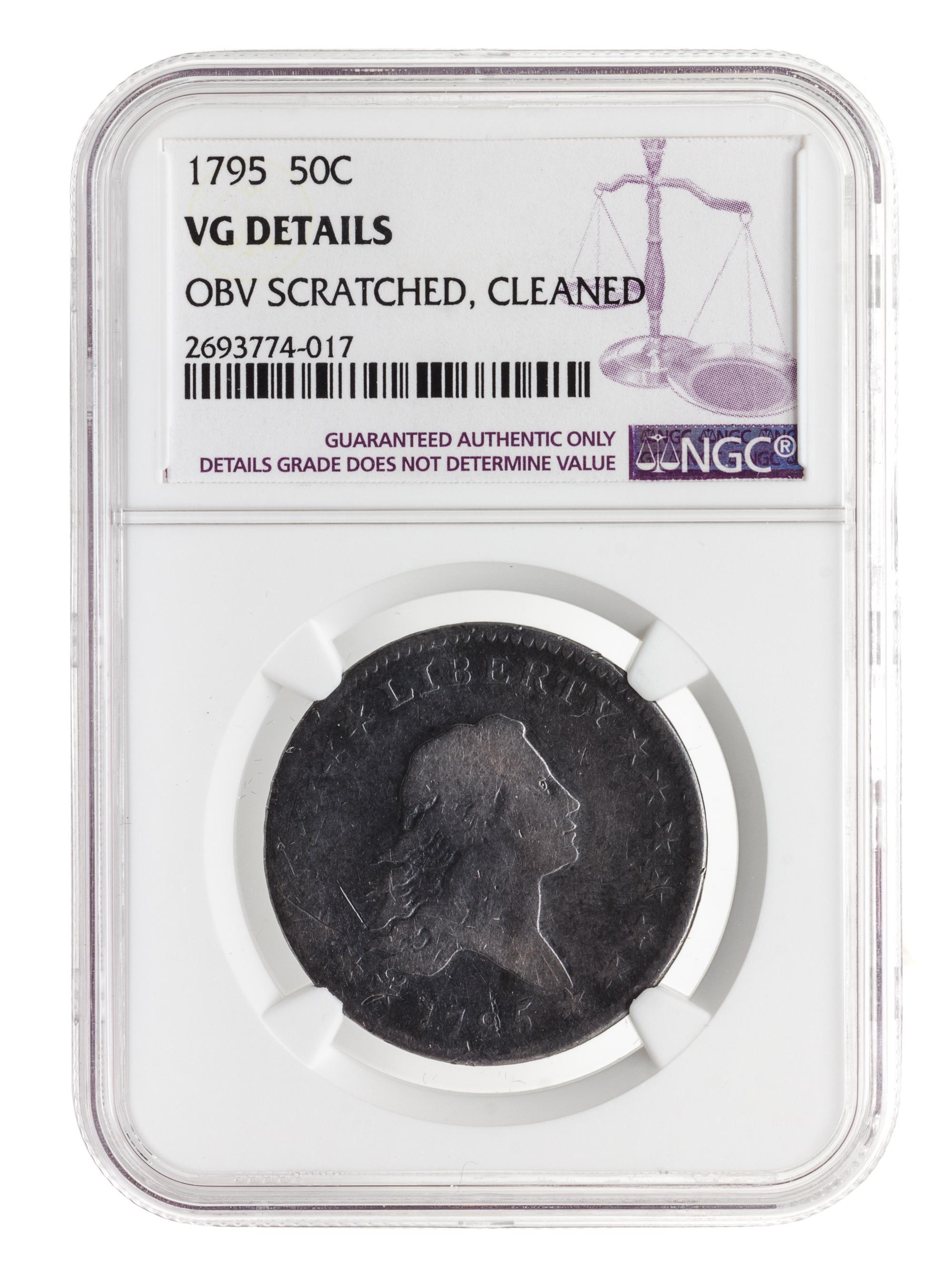 A United States 1795 Flowing Hair Half-Dollar Coin