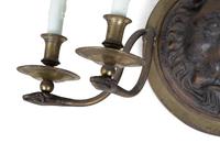 A Pair of Regency Style Iron and Brass Sconces with Lion Masks and Serpent Branches — 19TH CENTURY