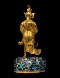 A Chinese Gilt Bronze and Cloisonn é Enamel Figure of a Daoist Immortal