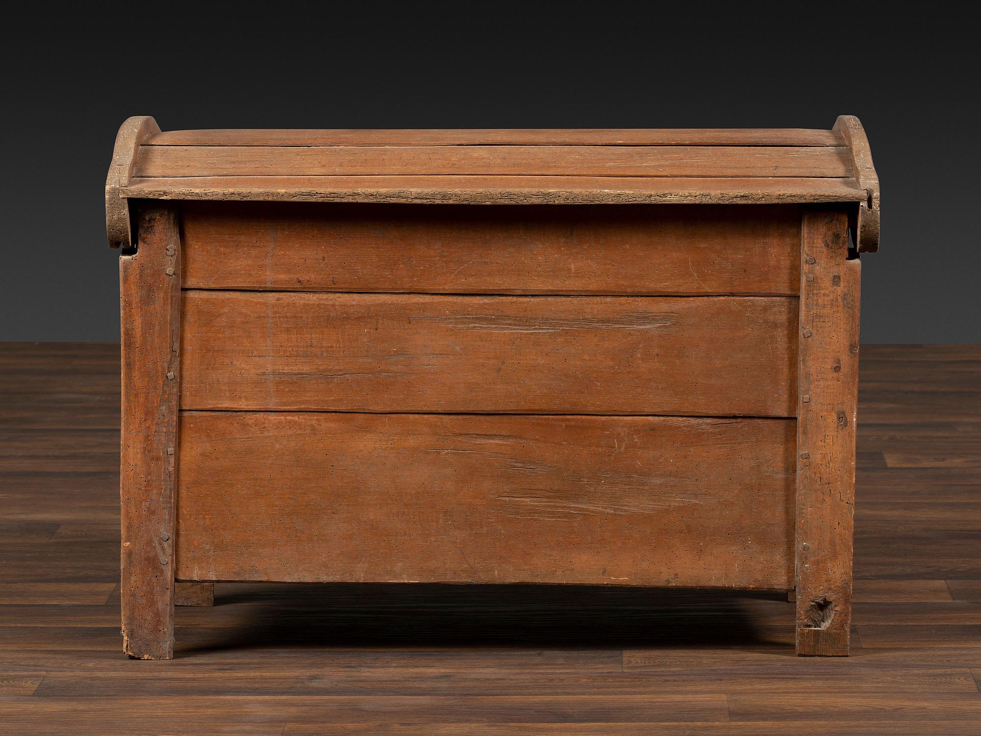 A Continental Chip and Bird Carved Dome-Top Blanket Chest