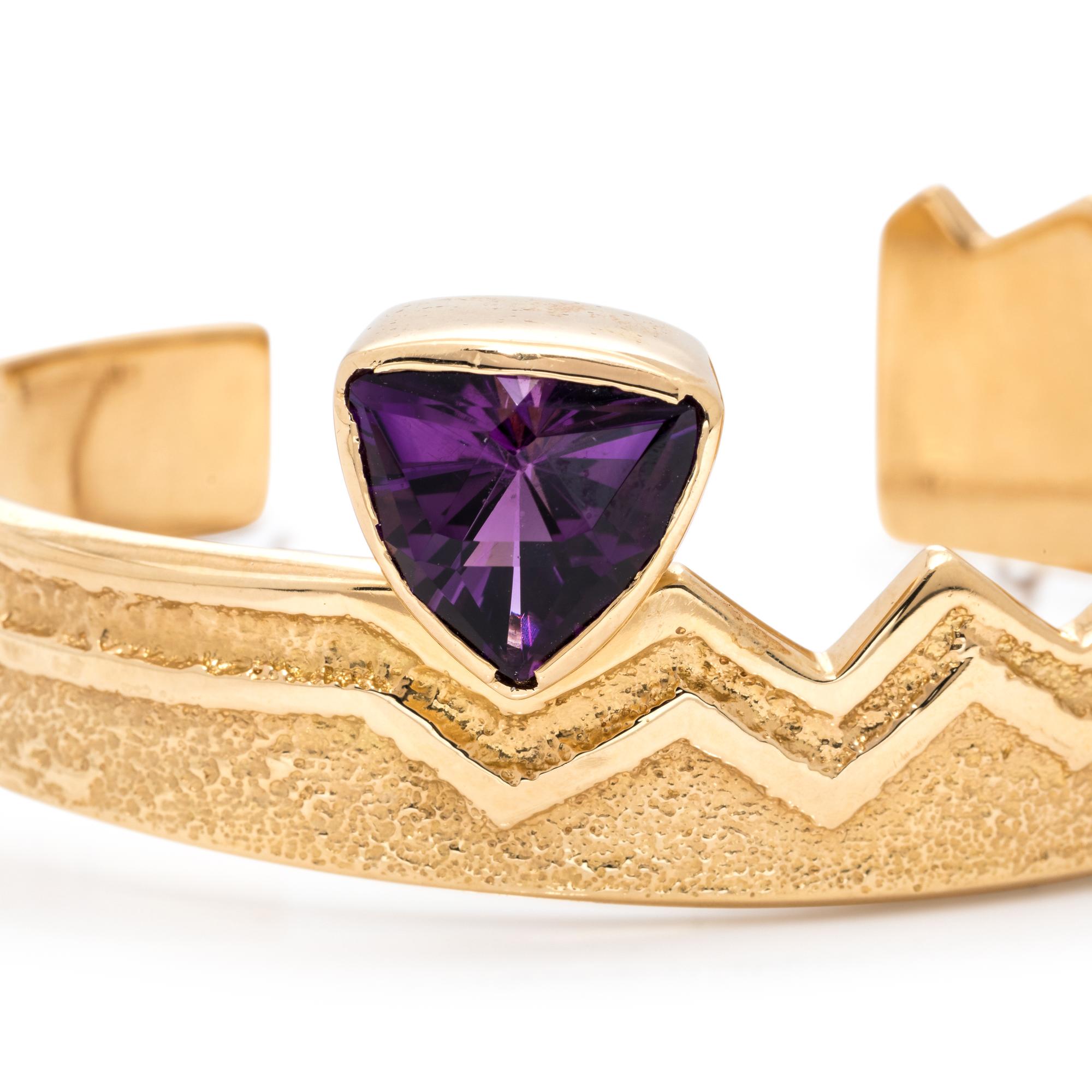 YELLOW GOLD AND AMETHYST CUFF BRACELET