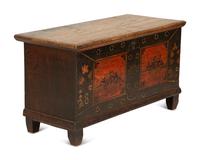 A German Painted Oak Wedding Chest with Floral Decoration