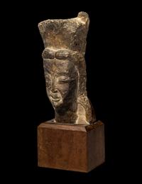 A Chinese Carved Greystone Fragment of a Bodhisattva from Longmen Grottoes