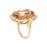YELLOW GOLD, MORGANITE AND DIAMOND RING