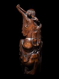 A Chinese Bamboo Figural Group of Immortal Liu Hai and Three-Legged Toad