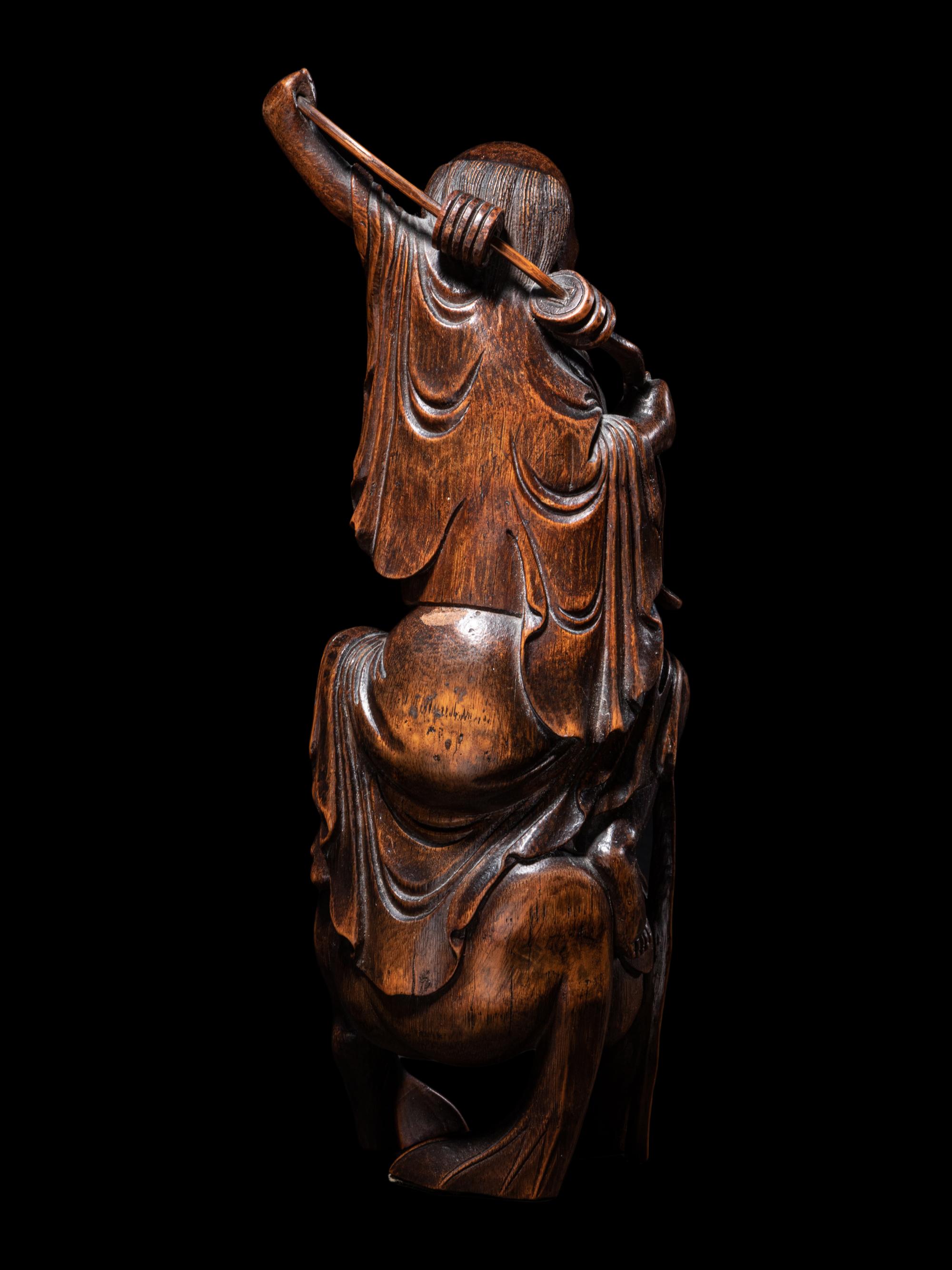 A Chinese Bamboo Figural Group of Immortal Liu Hai and Three-Legged Toad