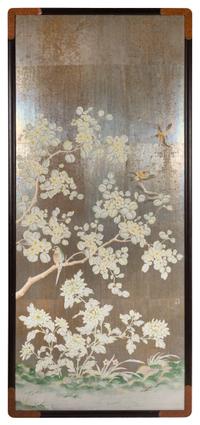 Three Gracie Hand-Painted Wallpaper Panels Largest height 83 3/4 x width 70 1/2 inches. — MID-20TH CENTURY