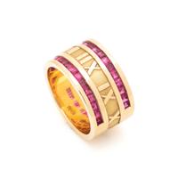 TIFFANY & CO., YELLOW GOLD AND RUBY 'ATLAS' RING