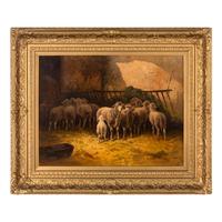 Artist Unknown (19th/20th Century) — Sheep in a Barn