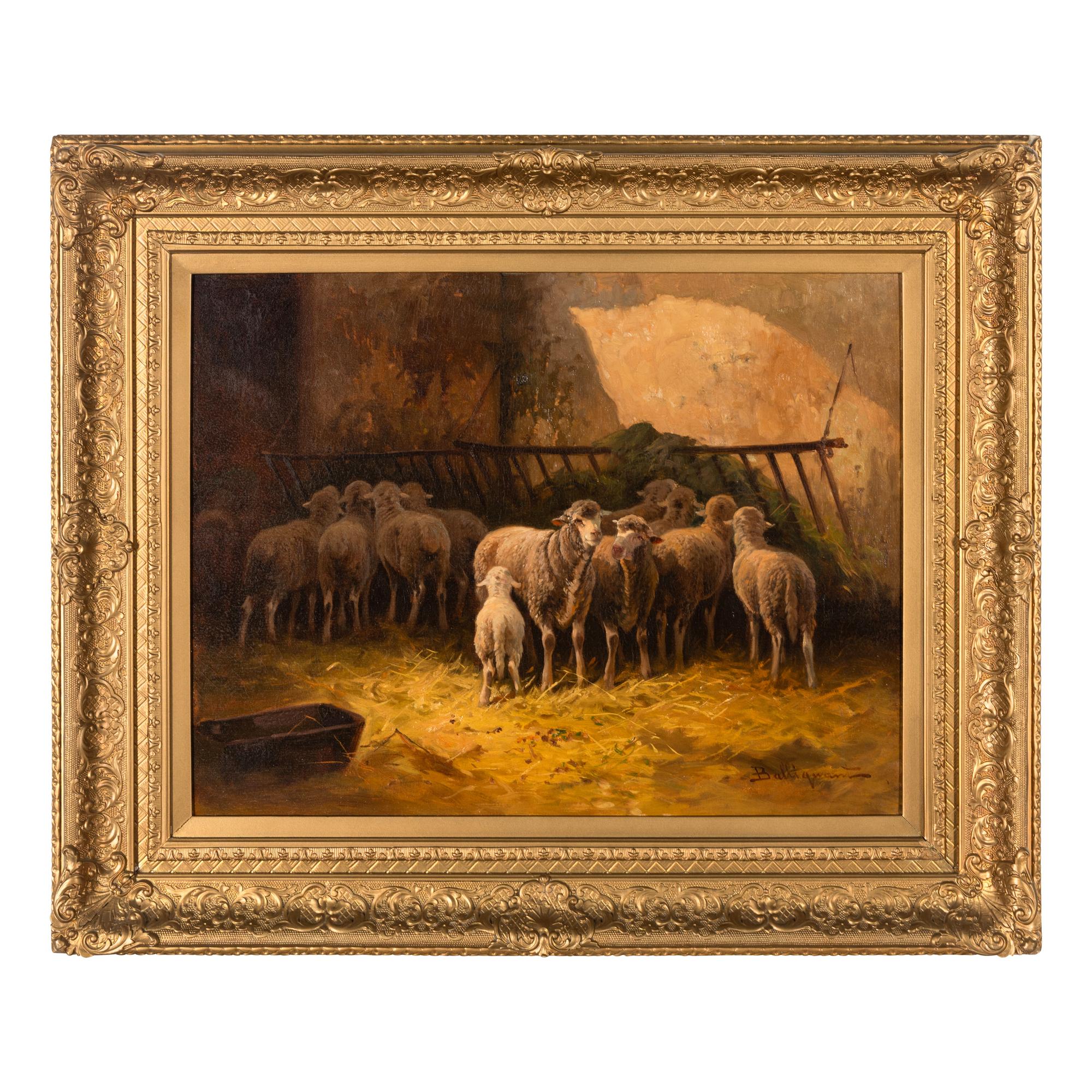 Artist Unknown (19th/20th Century) — Sheep in a Barn