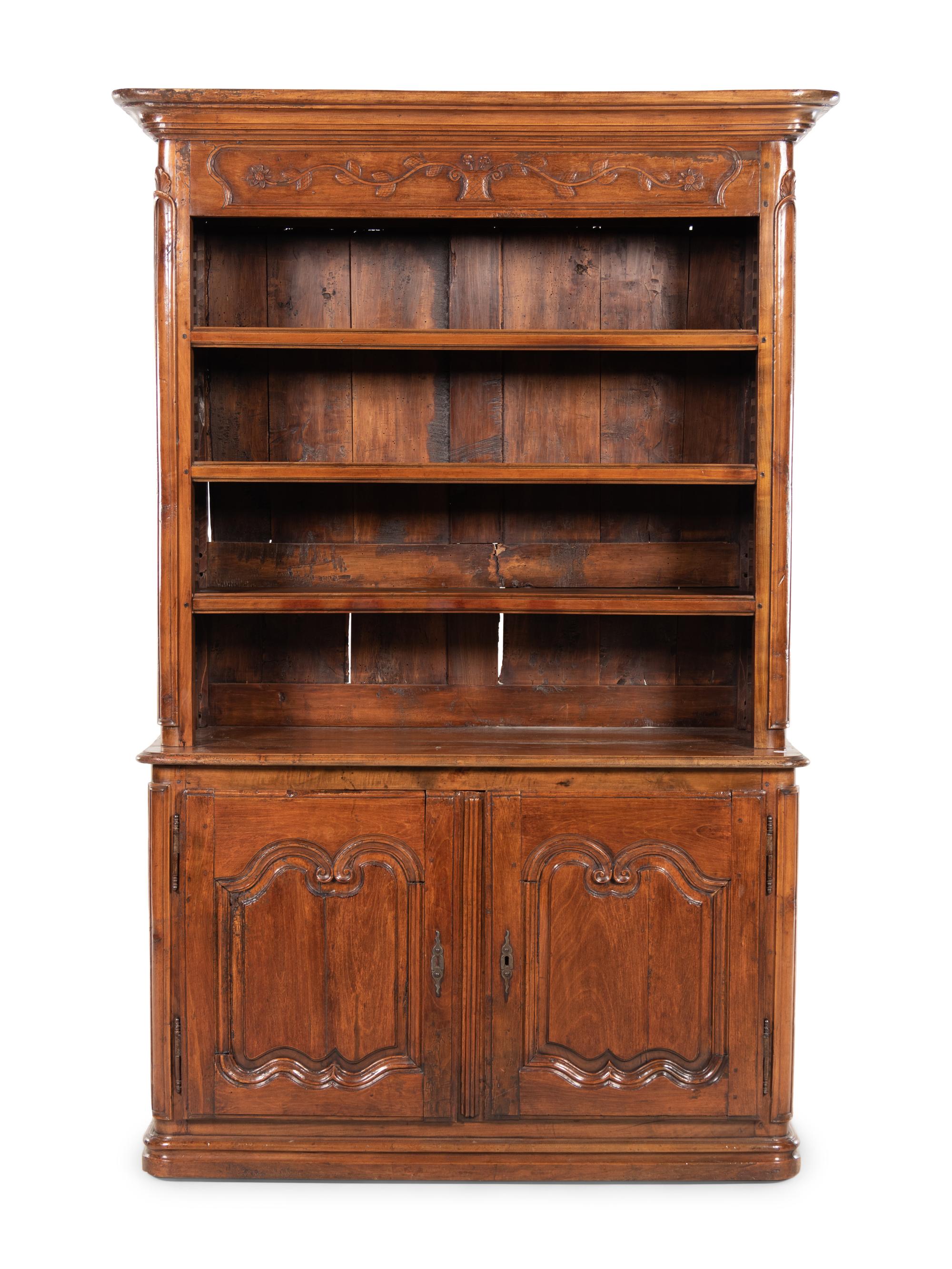 A French Provincial Carved Walnut Buffet à Deux Corps