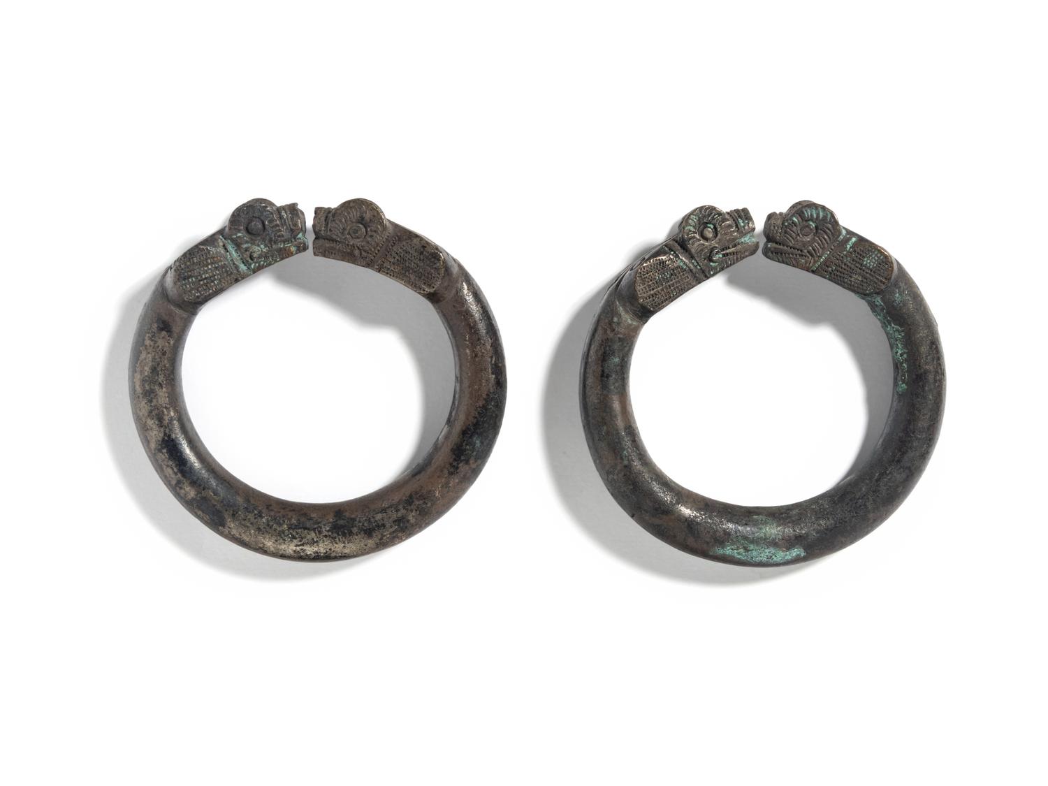 A Pair of North Greek Silver Snake Bracelets