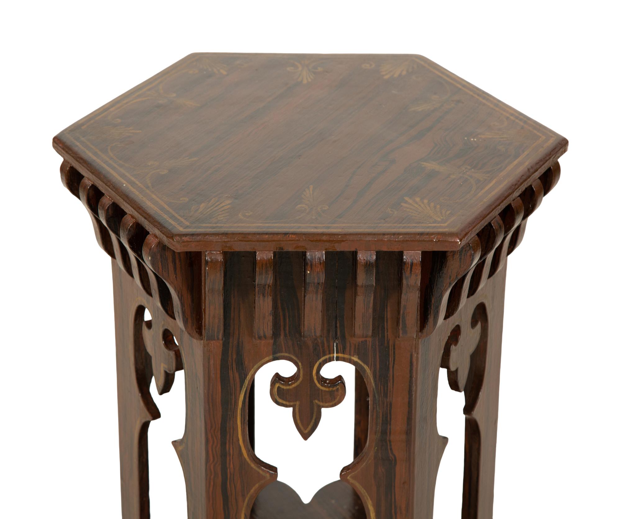 A Grain-Painted and Parcel Gilt Moorish Style Pedestal Table