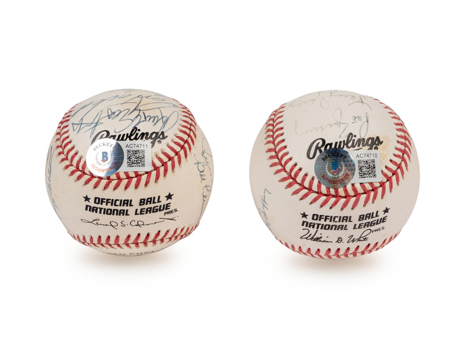 A 1975 Cincinnati Reds Team Signed Autograph Baseball Display (Beckett Authentication Services Letter),