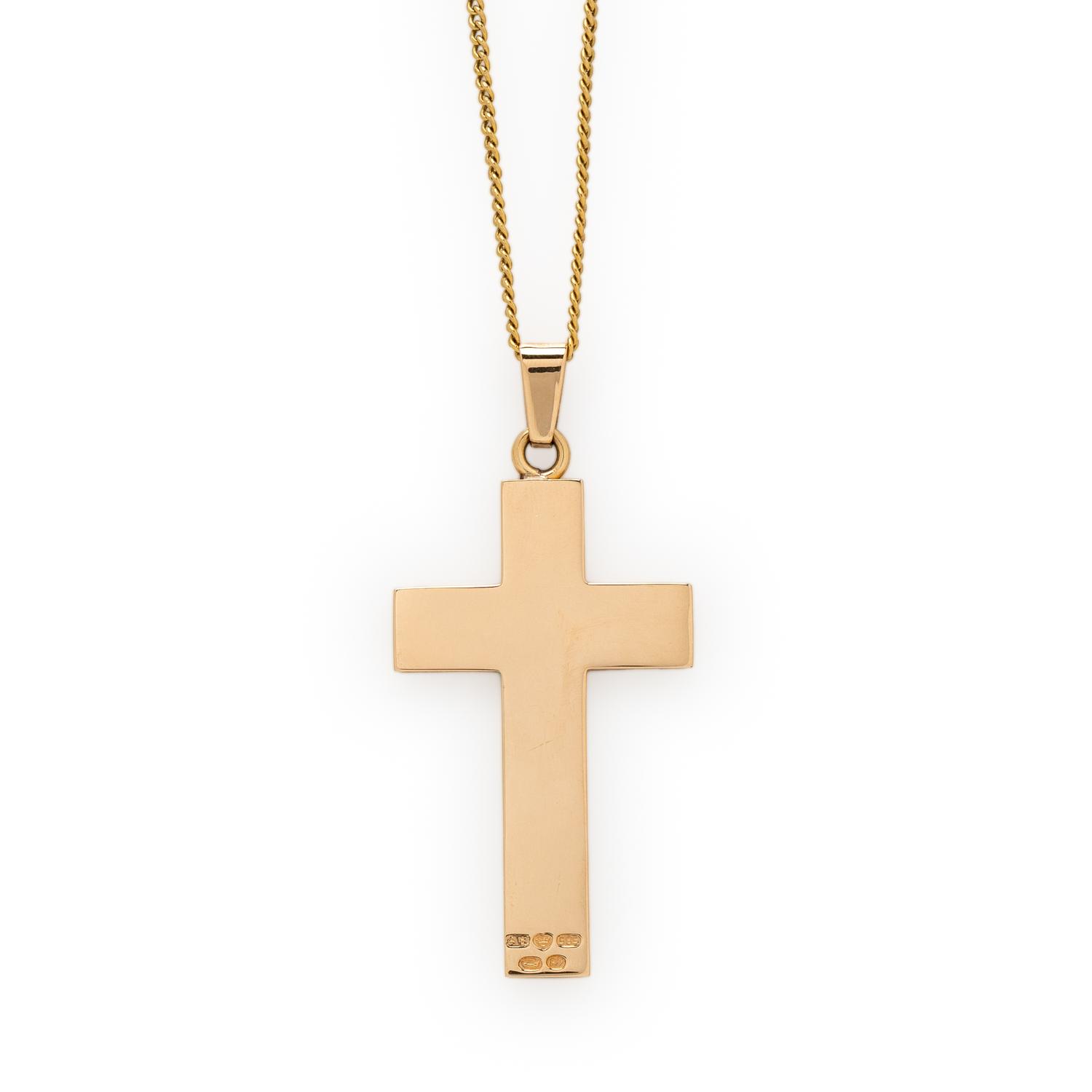 YELLOW GOLD CROSS PENDANT NECKLACE