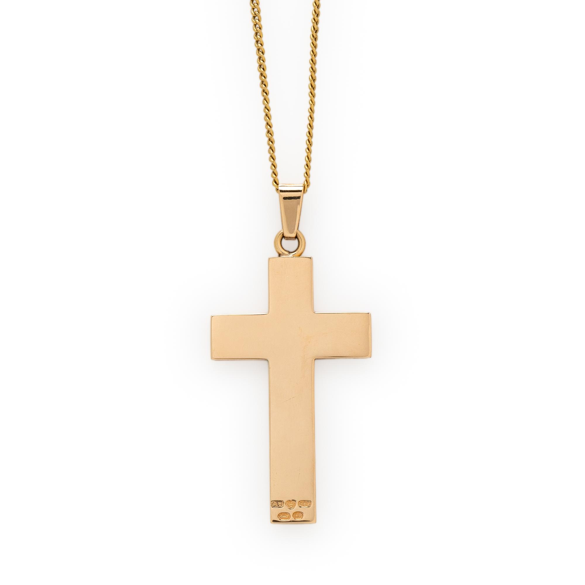 YELLOW GOLD CROSS PENDANT NECKLACE