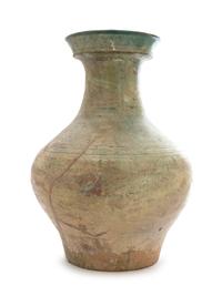 A Chinese Green Glazed Pottery Hu Height 15 inches. — HAN DYNASTY (206 B.C. - A.D. 220)