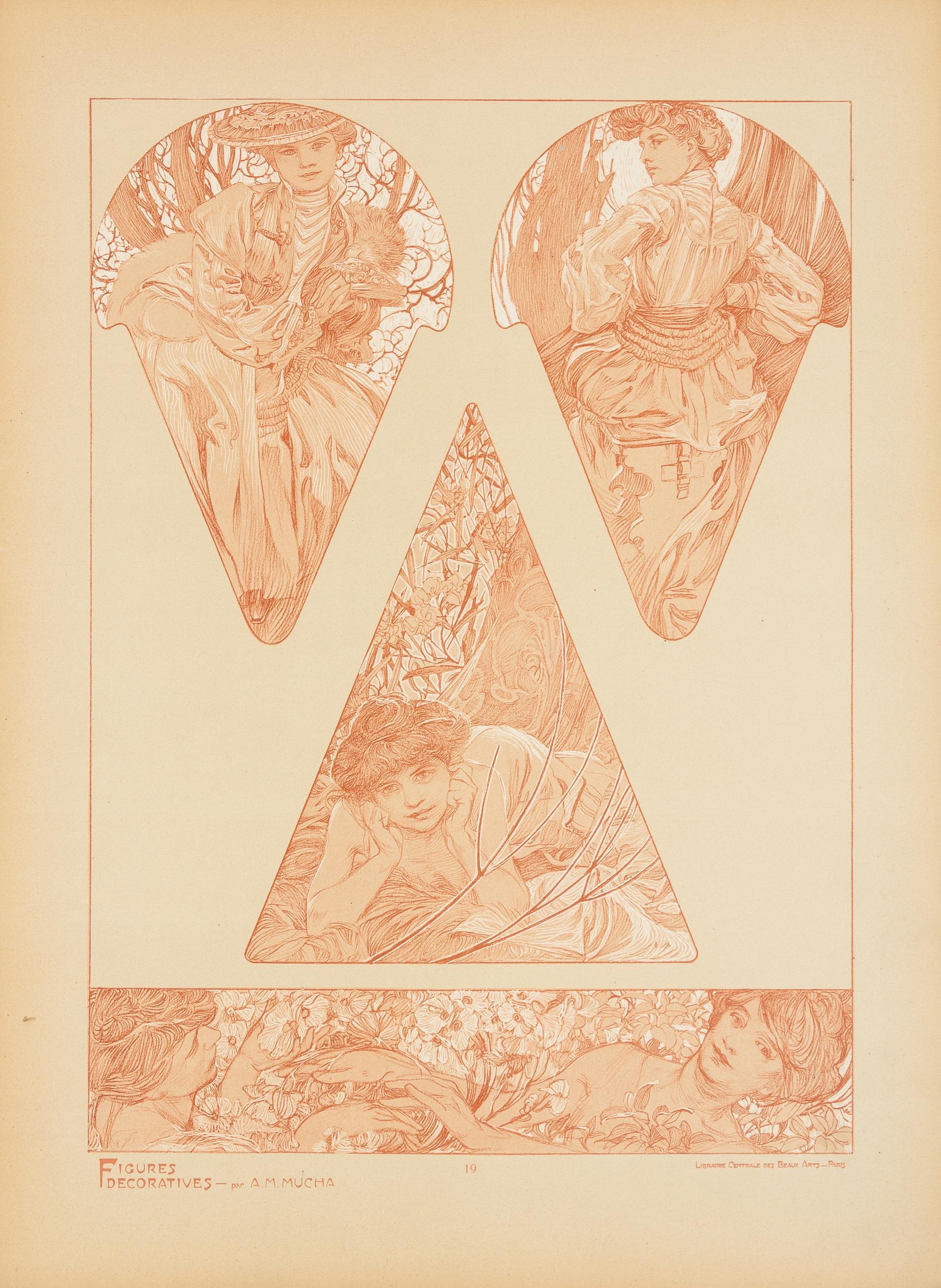 MUCHA, Alphonse (1860-1939). Figures Décoratives. Paris: Librairie Centrale des Beaux-Arts, [n.d.].