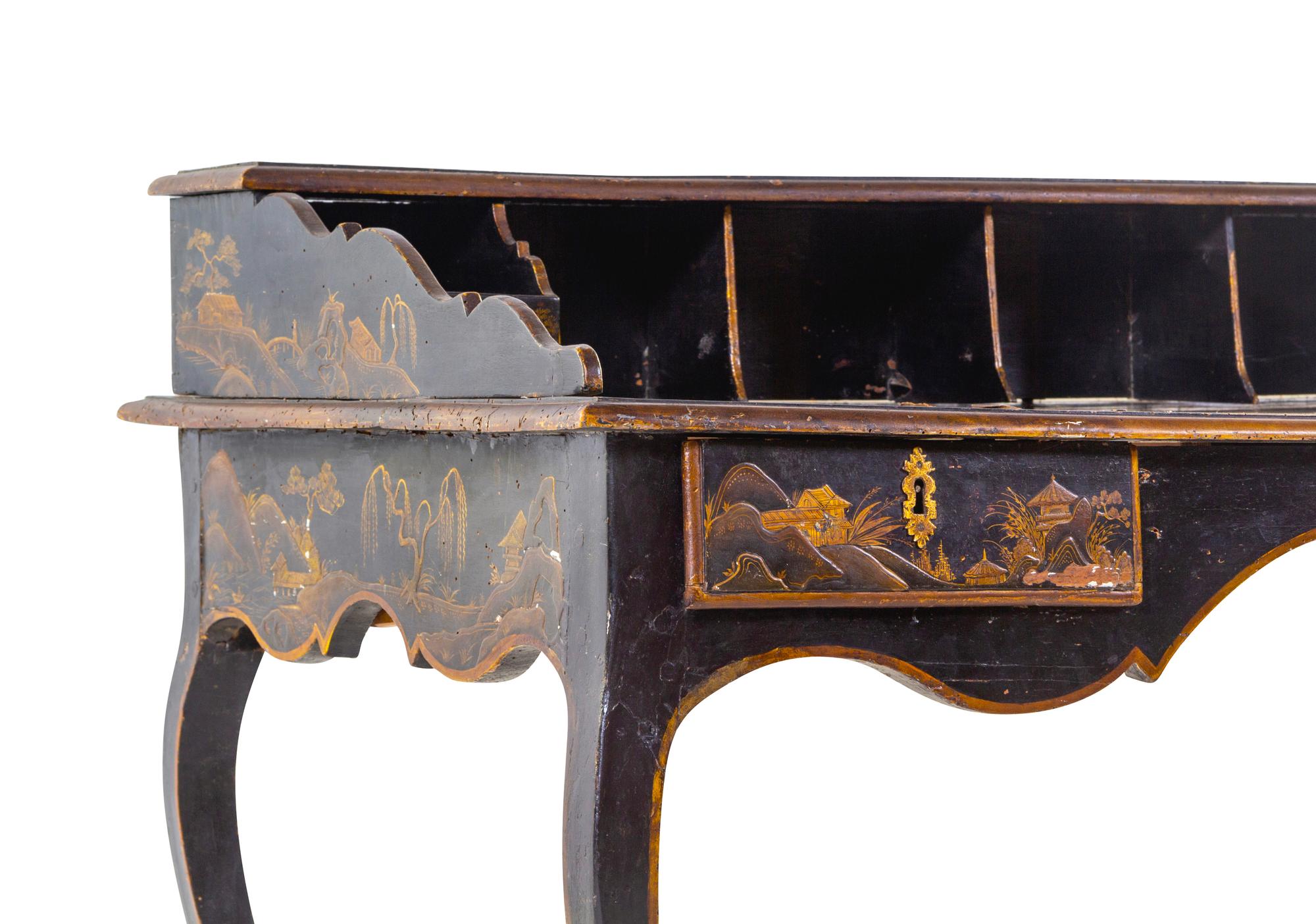 An English Chinoiserie Decorated Desk