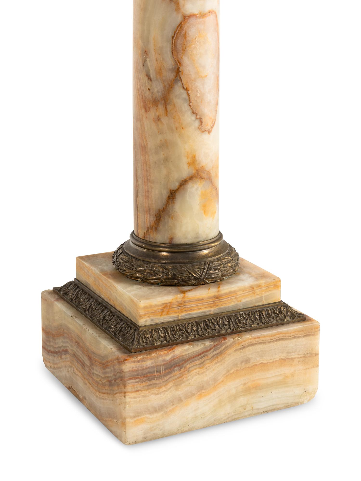 A Continental Gilt Bronze Mounted Onyx Pedestal