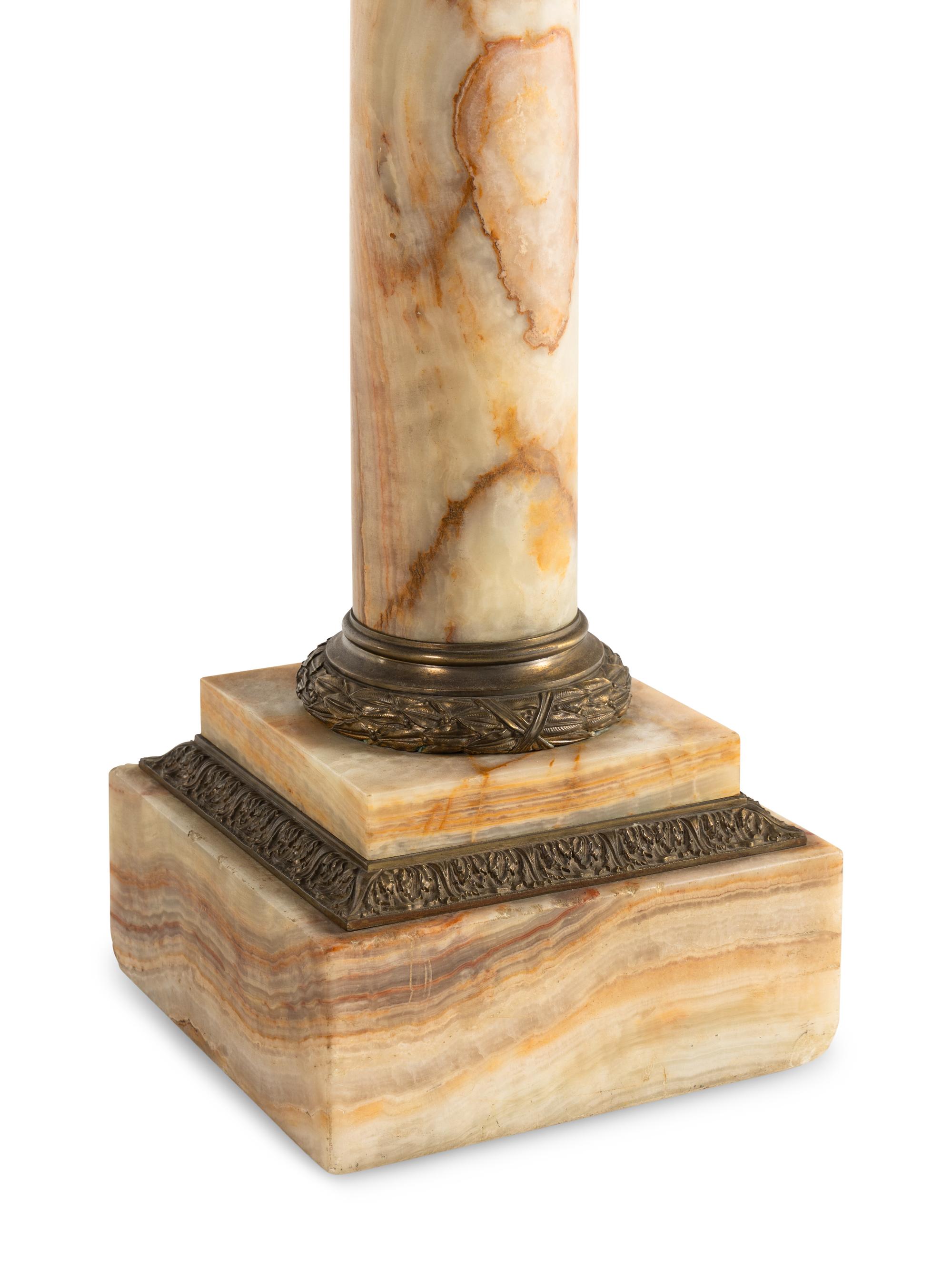 A Continental Gilt Bronze Mounted Onyx Pedestal