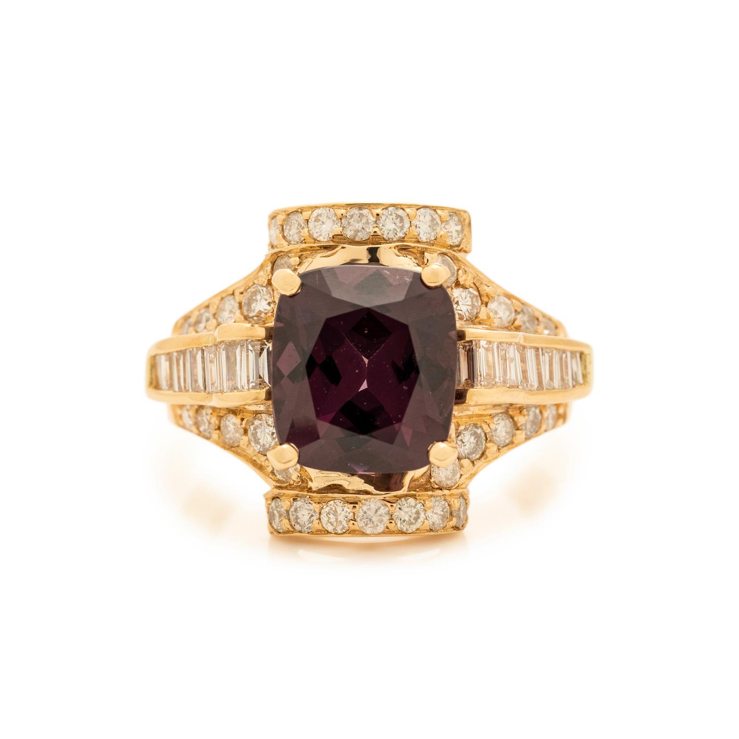 SPINEL AND DIAMOND RING