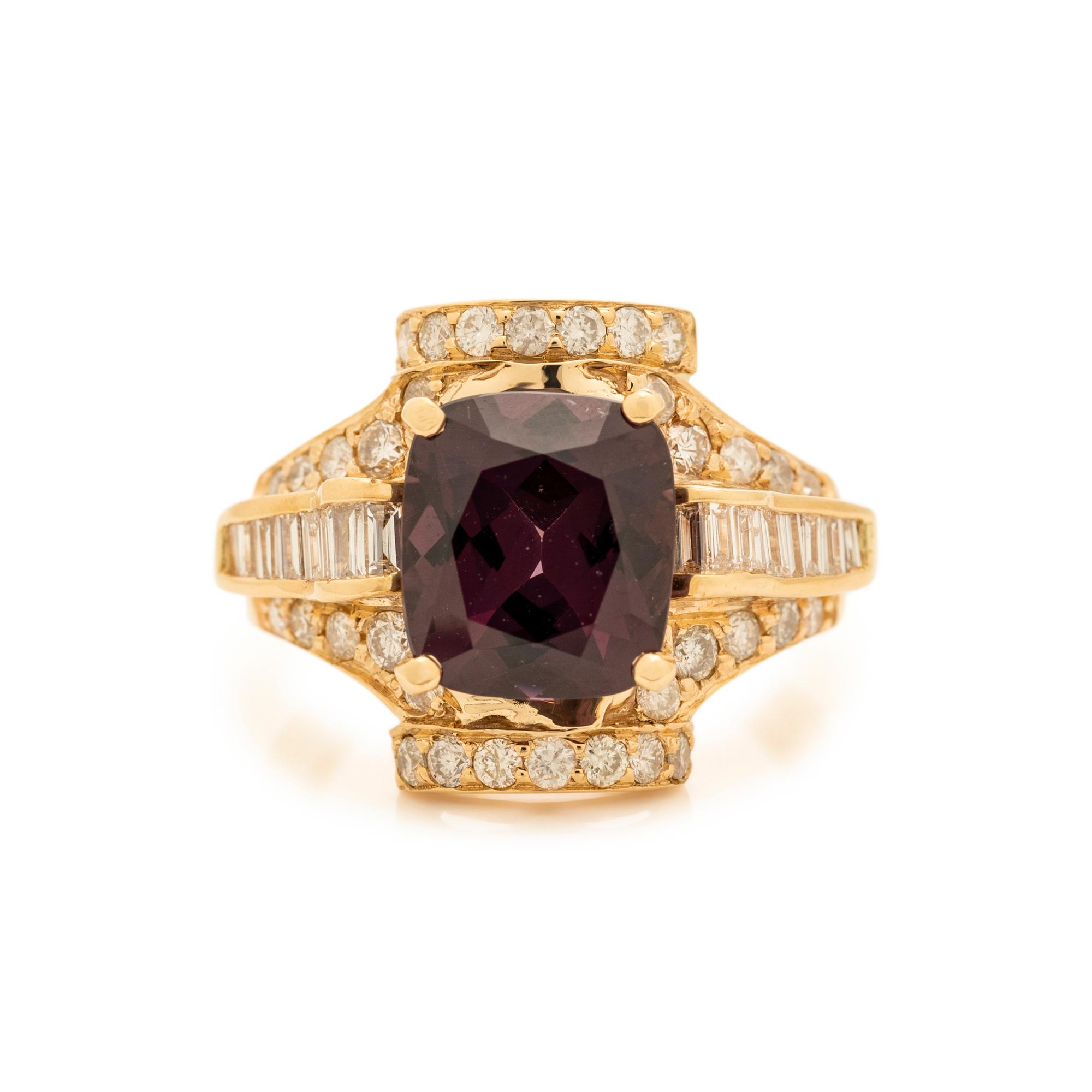 SPINEL AND DIAMOND RING