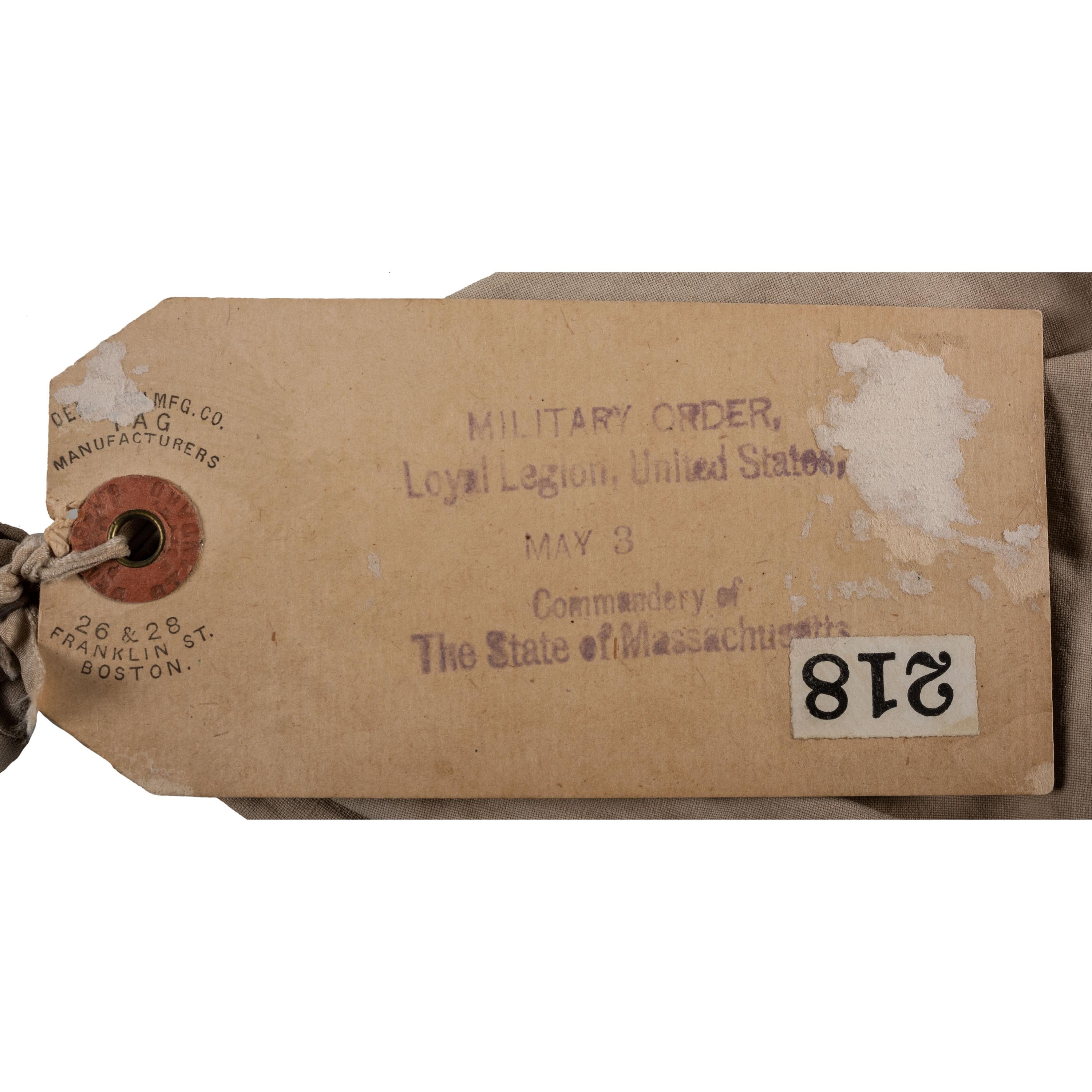 Union Prisoner of War ration bag and ration sent to President Abraham Lincoln and ultimately presented to the Military Order of the Loyal Legion of the United States.
