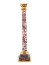 A Grand Tour Gilt Bronze and Marble Column