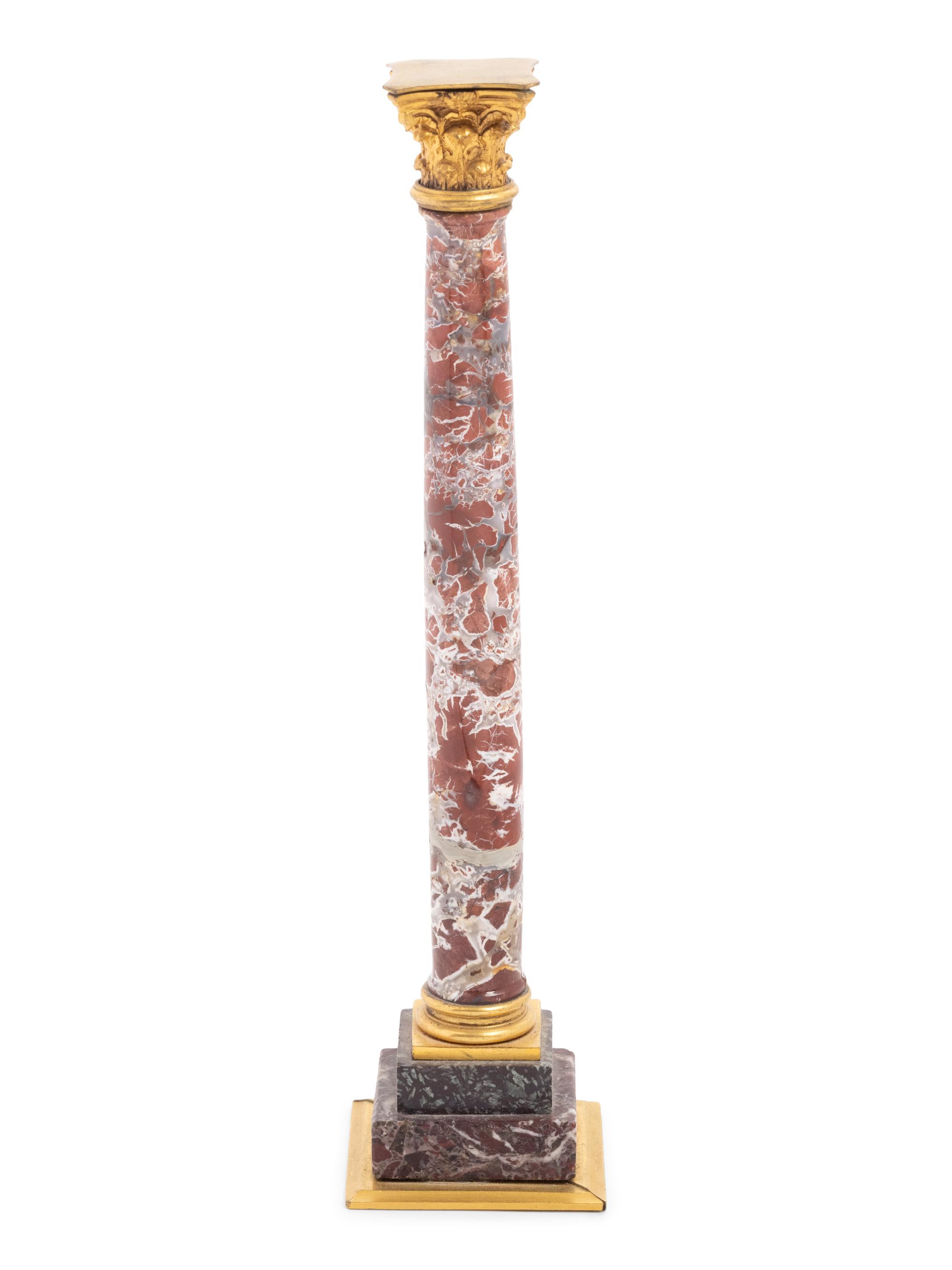 A Grand Tour Gilt Bronze and Marble Column
