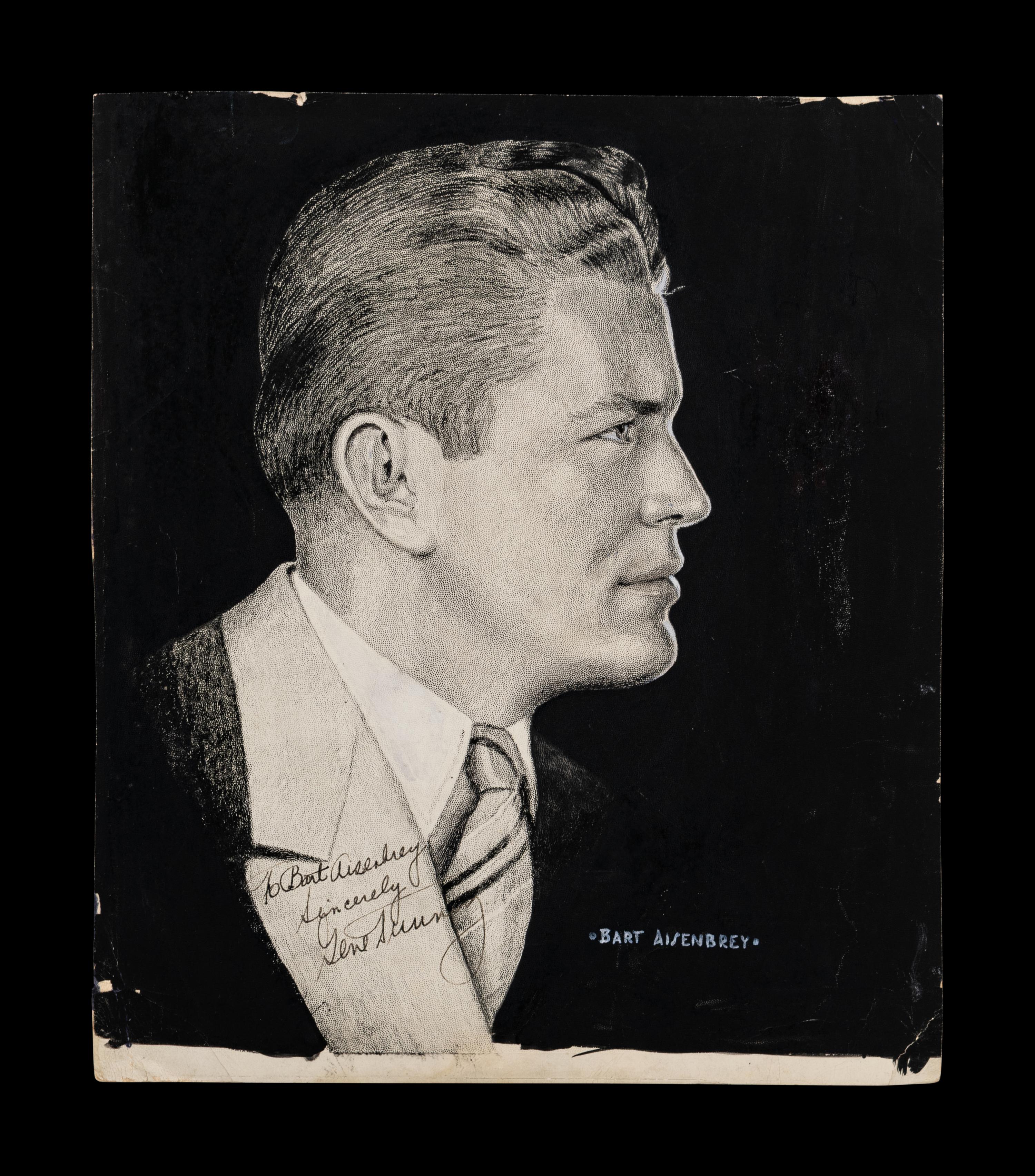 An Original Pen Drawing Signed by Heavyweight Boxing Champion Gene Tunney,