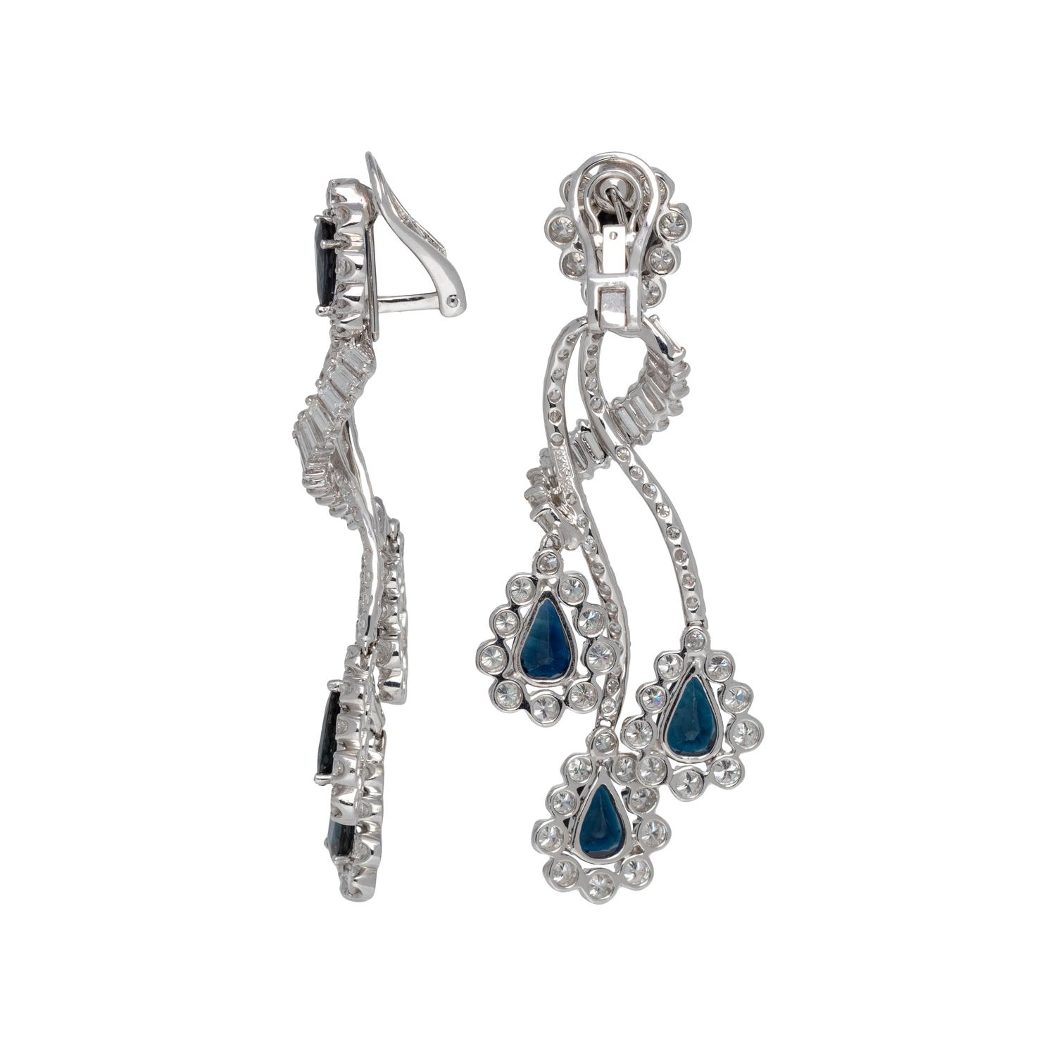 SAPPHIRE AND DIAMOND EARCLIPS