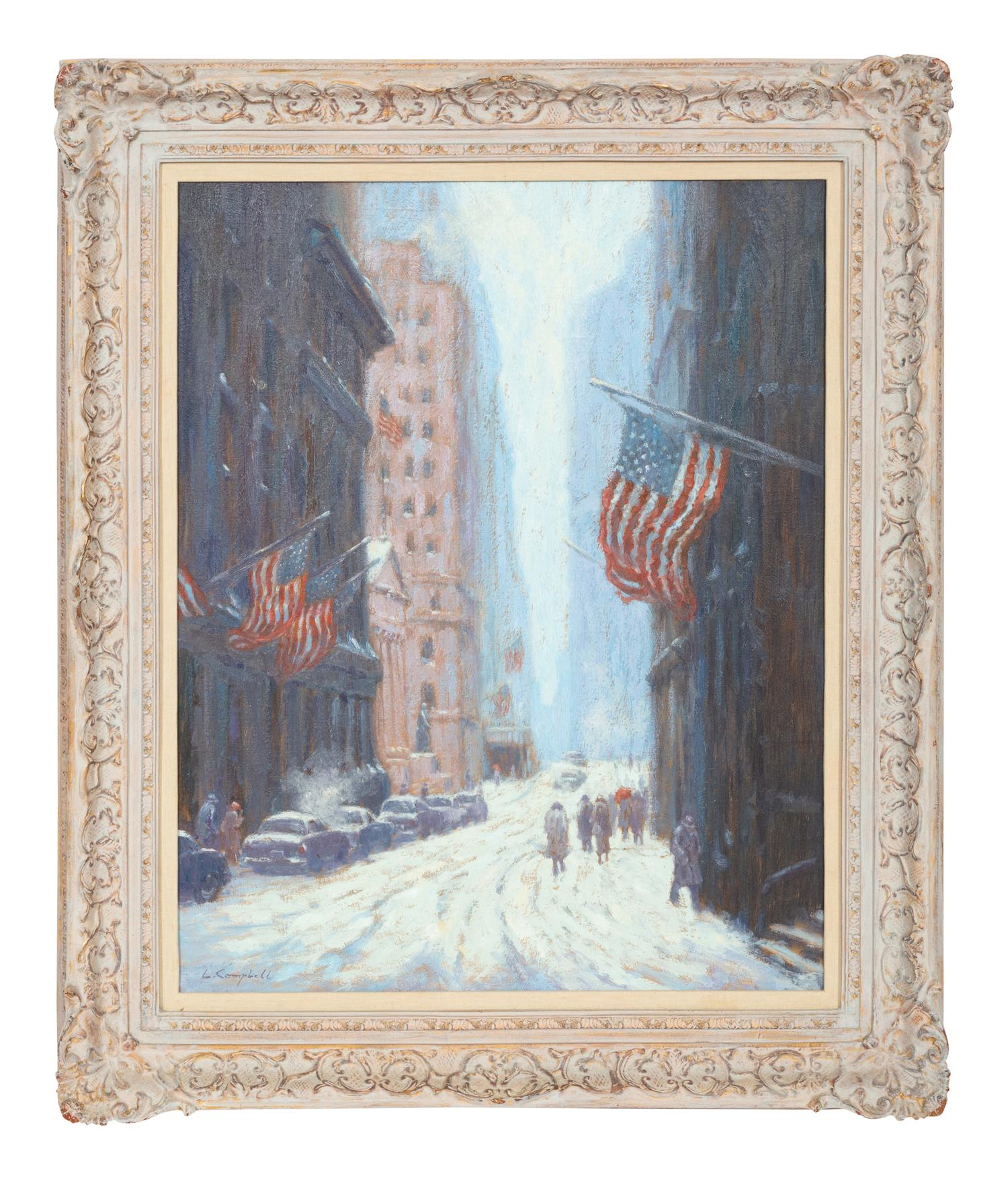 Winter on Wall Street from Trinity Church, 1987