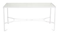 A Group of White Painted Iron Garden Furniture Dining table height 29 x length 60 x width 32 inches. — 20TH CENTURY