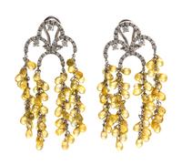 A Pair of 18 Karat White Gold, Diamond and Citrine Earclips, Zydo, 14.90 dwts.