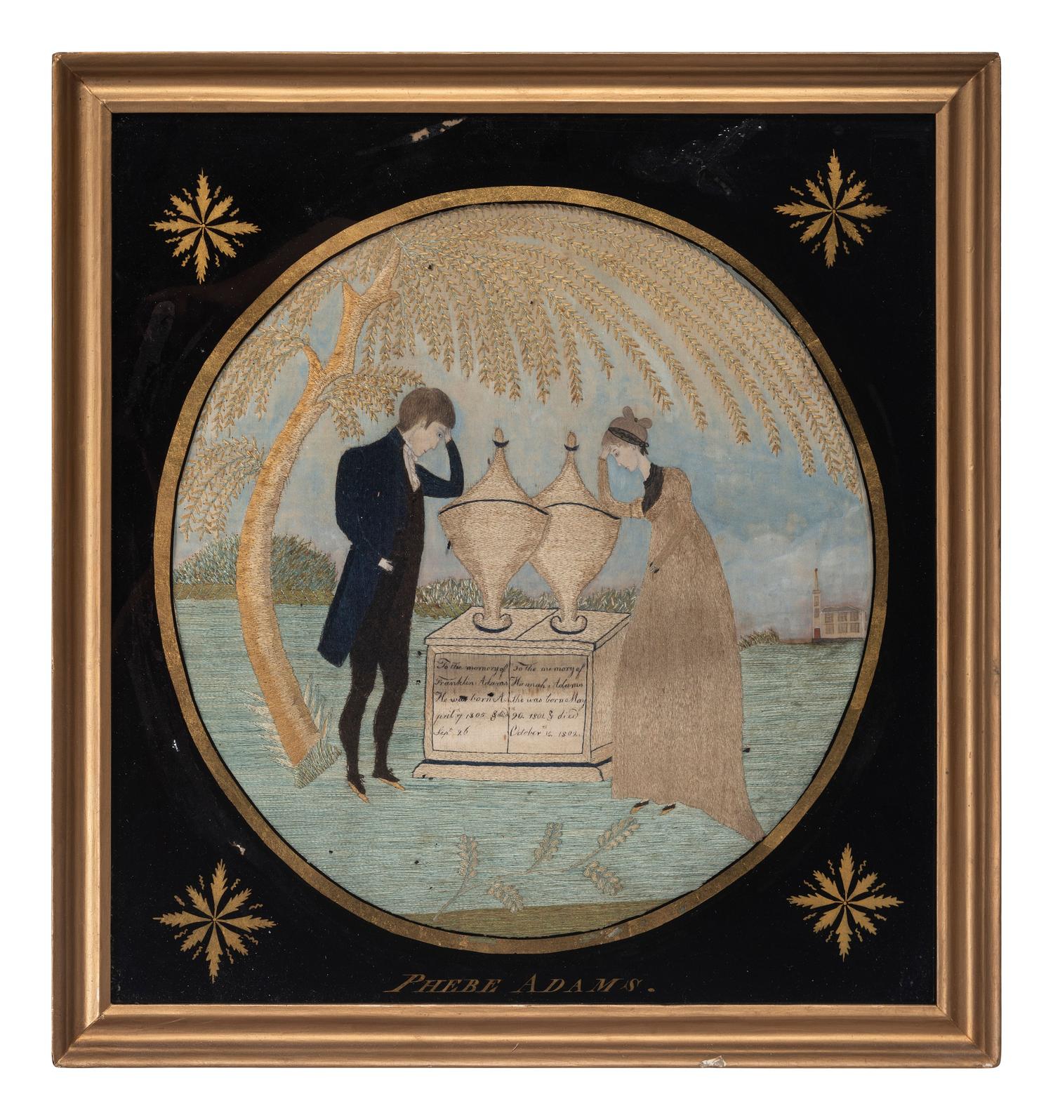 A Memorial Silkwork Embroidered Picture, Wrought by Phebe Adams