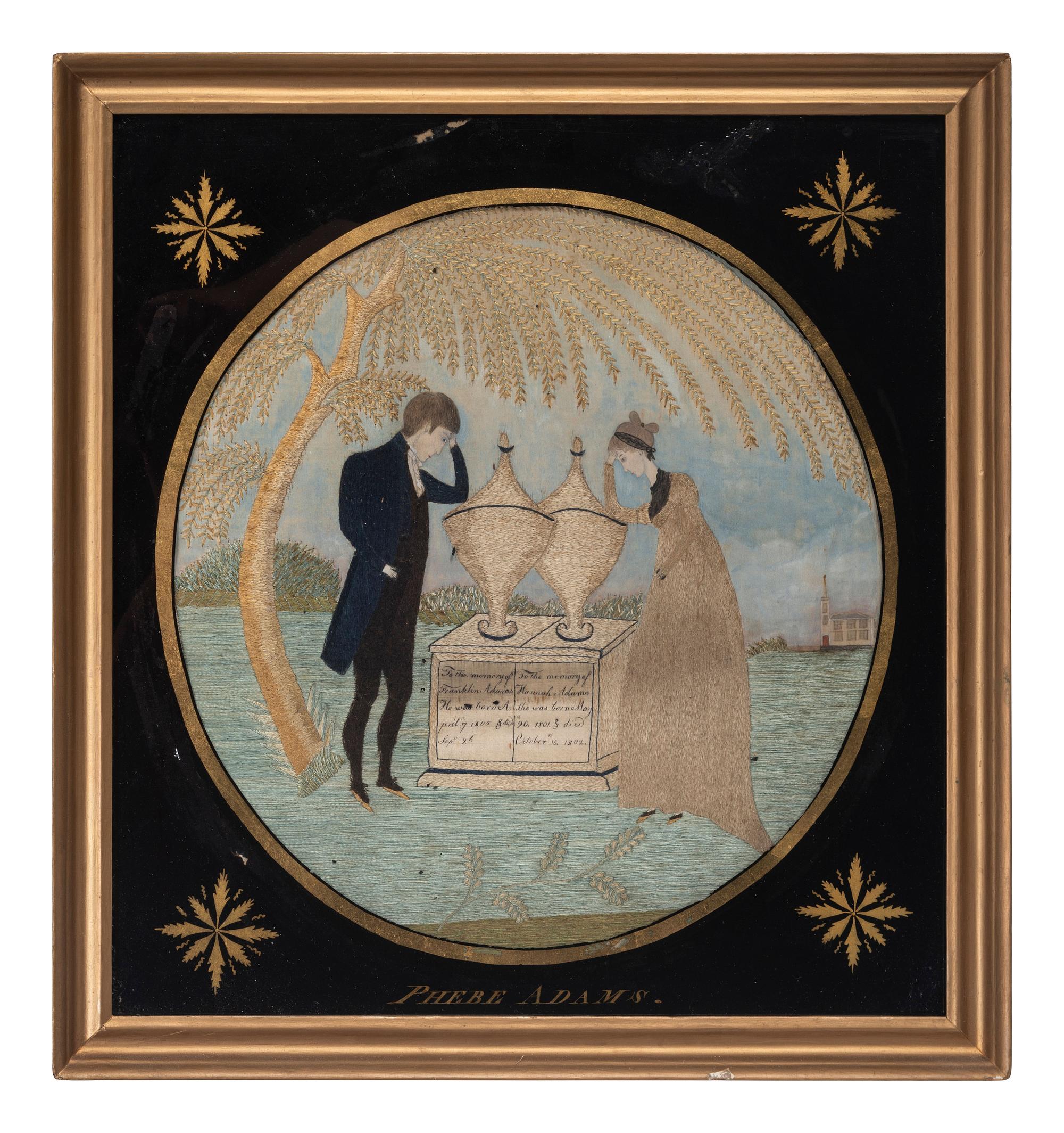 A Memorial Silkwork Embroidered Picture, Wrought by Phebe Adams