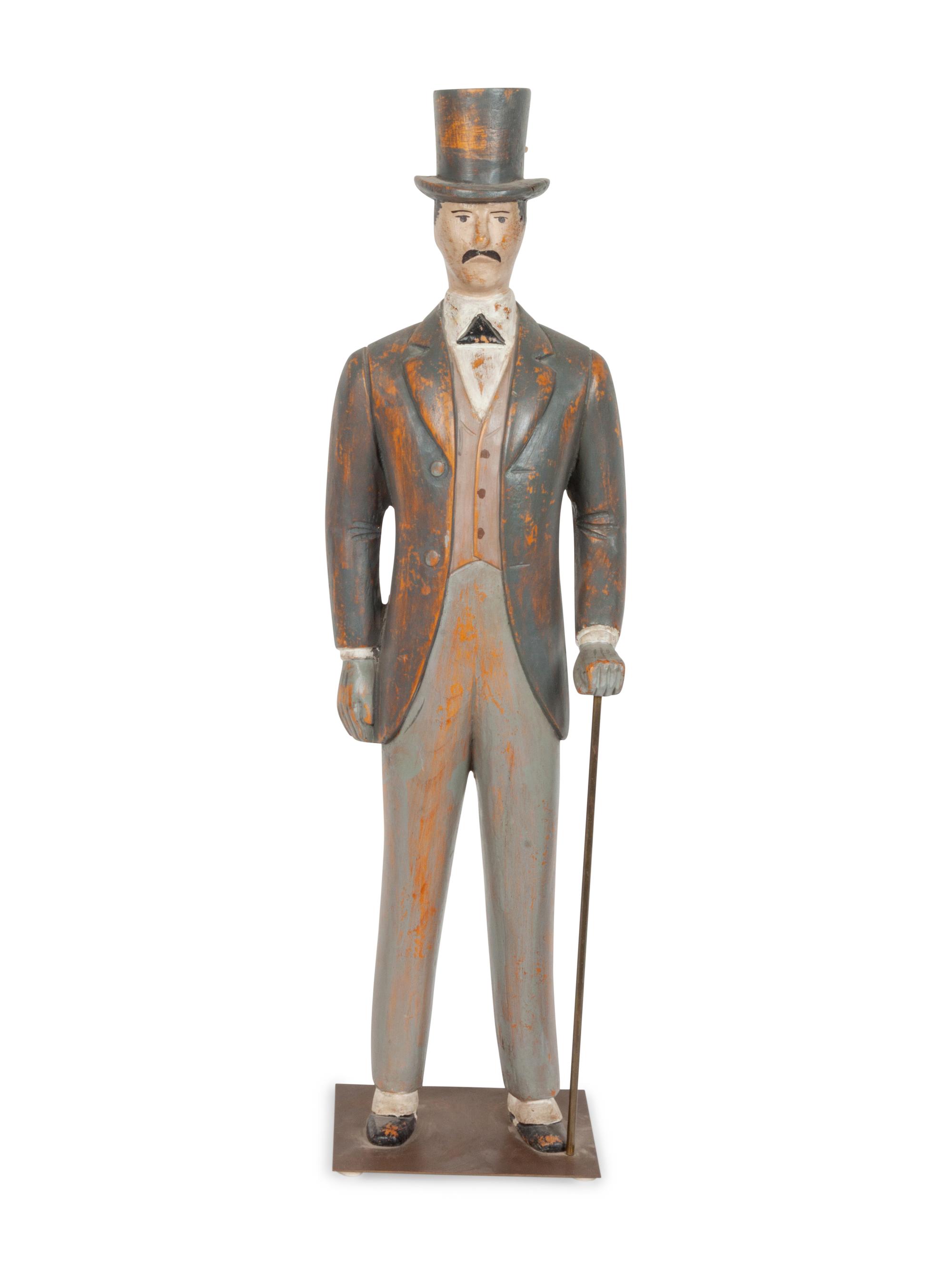Folk Art Man With Top Hat and Cane