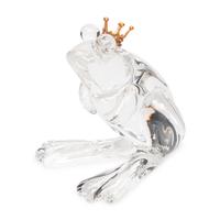 A Steuben Glass and 18 Karat Gold Frog Prince Sculpture