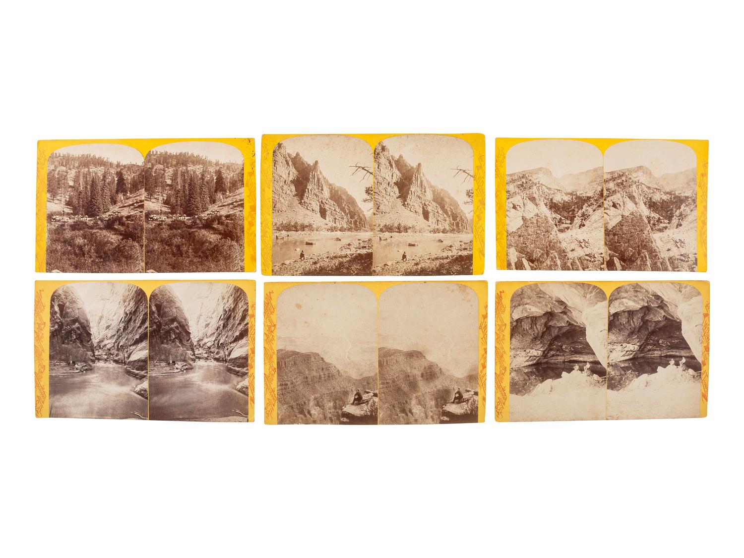[WESTERN AMERICANA]. HILLERS, John K. (1843-1925), photographer. A group of 104 Powell Expedition stereoviews, highlighted by a view of the photographer's camera.