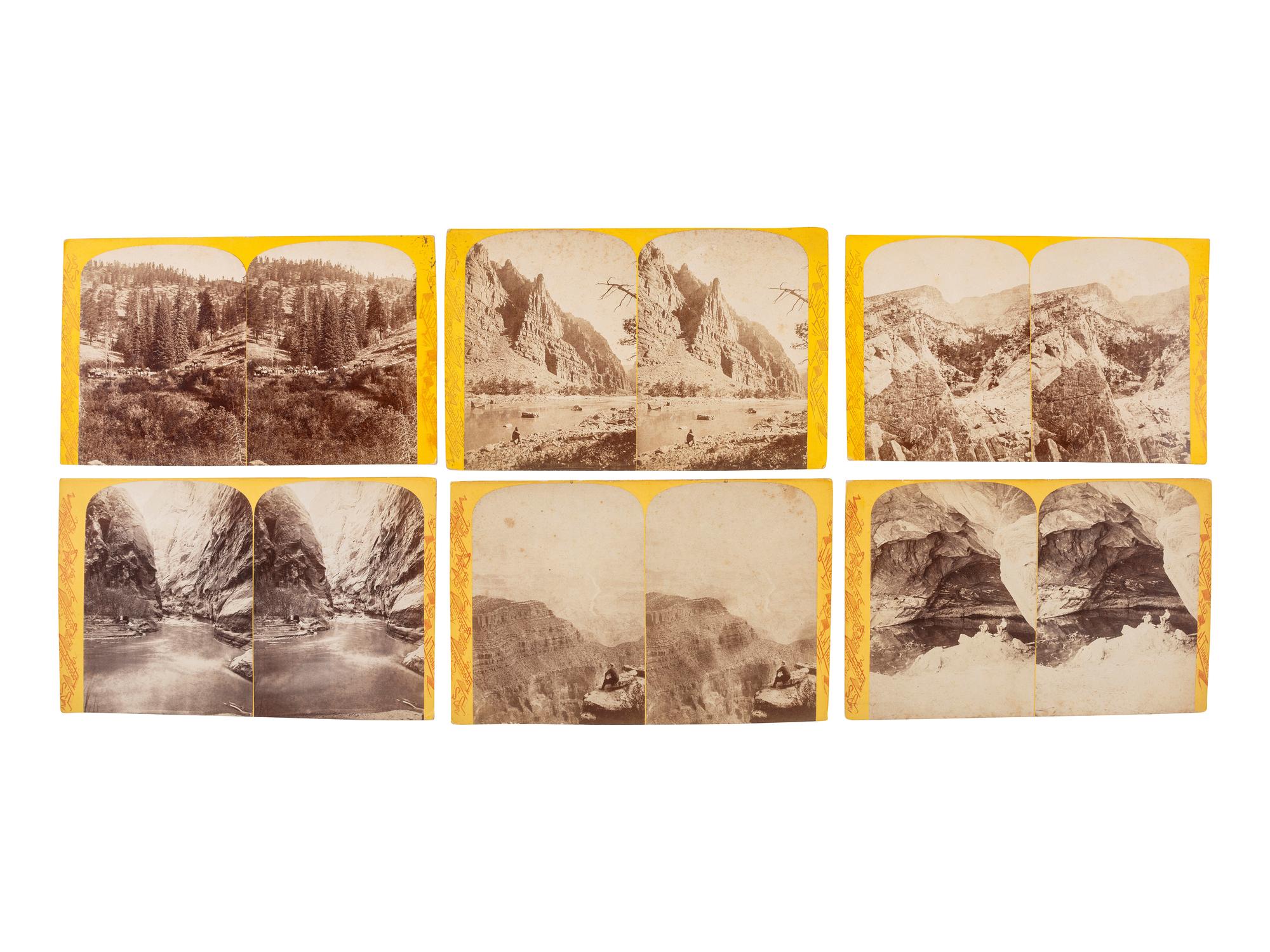 [WESTERN AMERICANA]. HILLERS, John K. (1843-1925), photographer. A group of 104 Powell Expedition stereoviews, highlighted by a view of the photographer's camera.