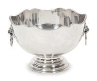 An English Silver Plate Monteith Bowl with Ring Handles