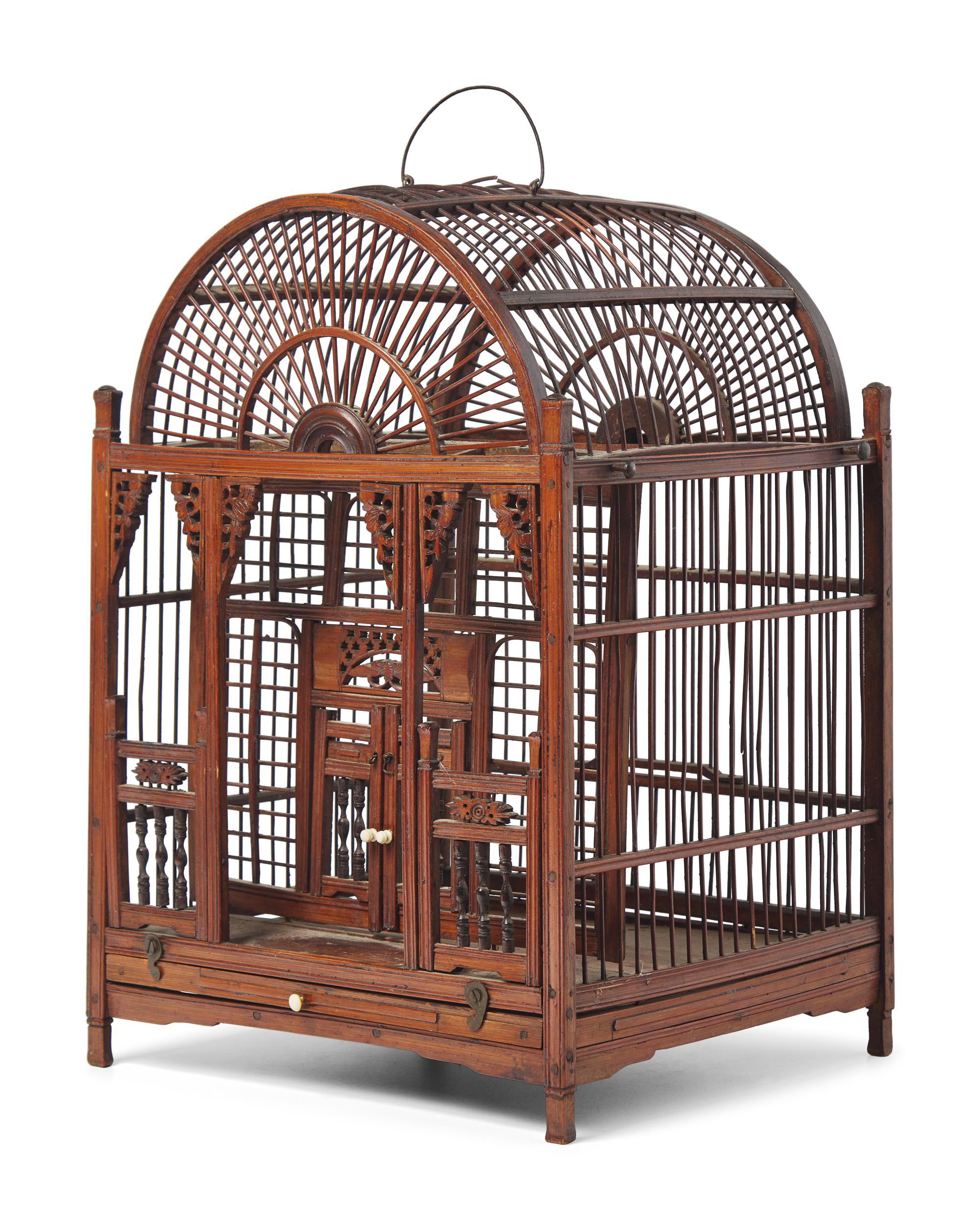 A Small Chinese Wood Birdcage
