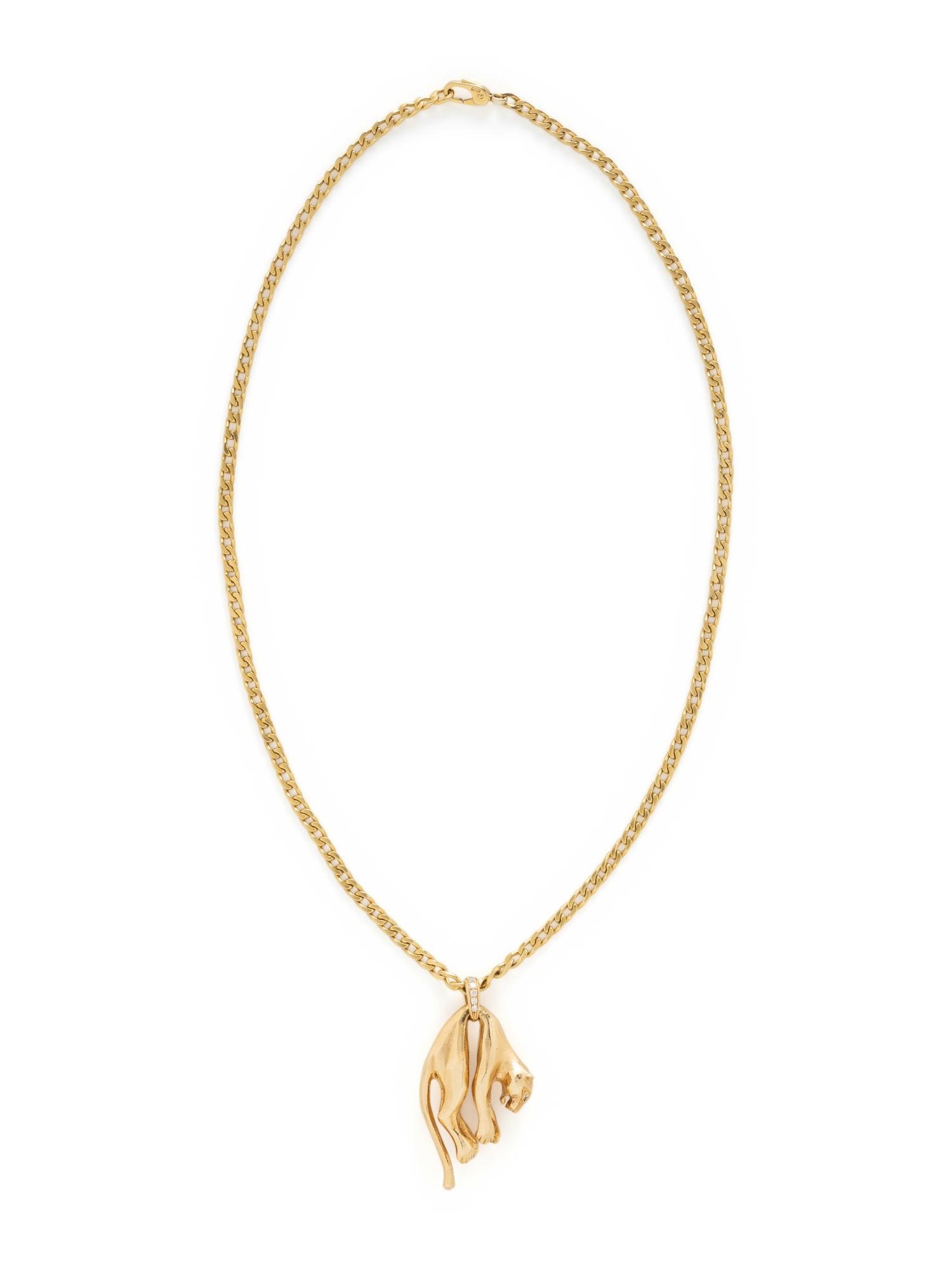 YELLOW GOLD AND DIAMOND PANTHER PENDANT/NECKLACE