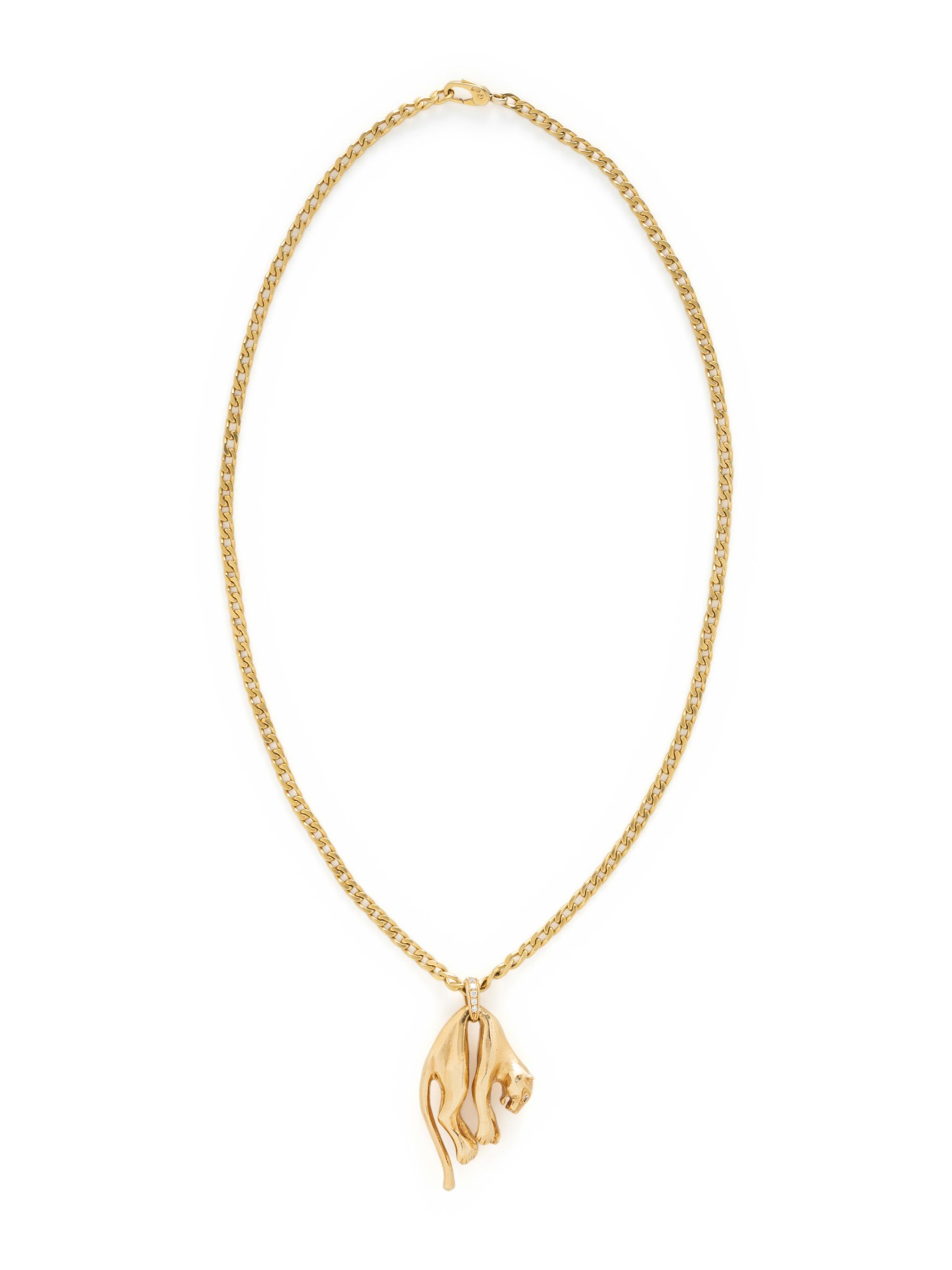 YELLOW GOLD AND DIAMOND PANTHER PENDANT/NECKLACE