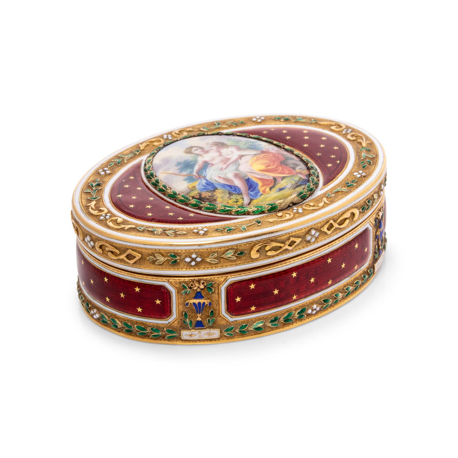 A Louis XVI Gold and Enameled Snuff Box