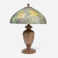Handel Lamp Company (American, active 1888-1936) Table Lamp with Reverse-Painted Shade, Meriden, Connecticut, USA, 1920s